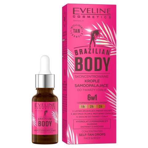 Brazilian Body skoncentrowane krople samoopalające do twarzy i ciała 18ml Eveline Cosmetics