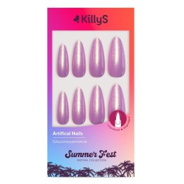 Summer Fest sztuczne paznokcie Long Almond Lavender Mermaid 24szt. KillyS