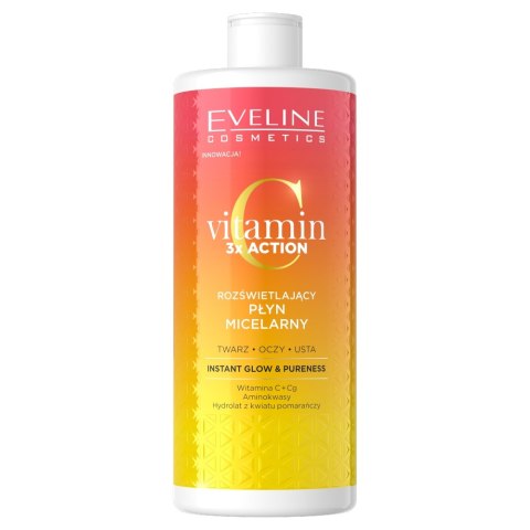 Eveline Cosmetics Vitamin C 3x Action rozświetlający płyn micelarny 500ml Eveline Cosmetics Vitamin C 3x Action rozświetlający płyn micelarny 500ml